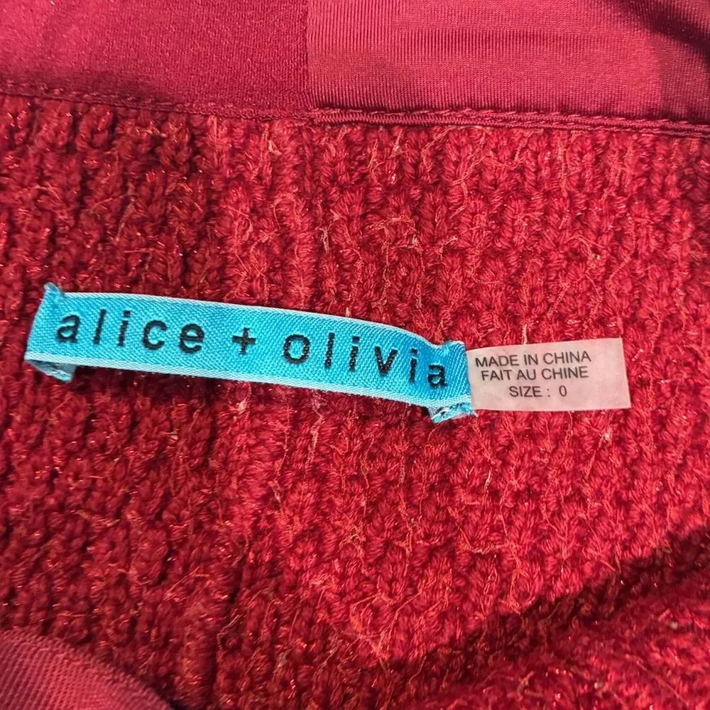 Alice + Olivia Red Sequin Bandage Mini Skirt Sz 0 - Picture 3 of 8